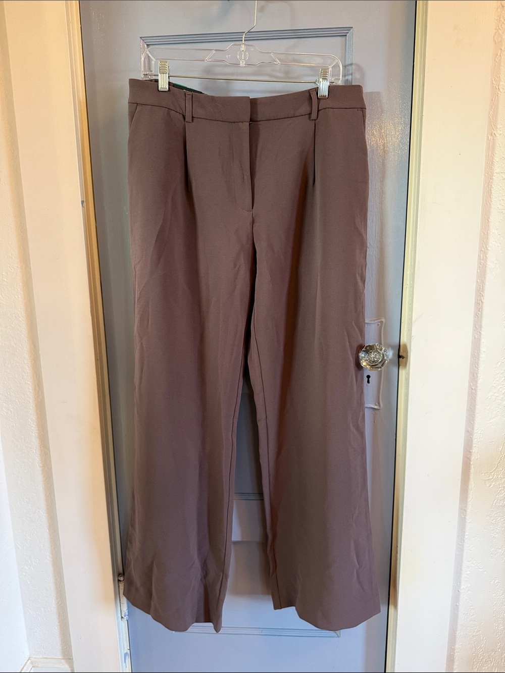 DKNY Women's Taupe Wide-Leg Dress Trousers